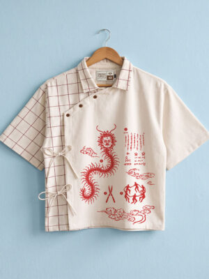 Four-skyn cross wrap shirt
